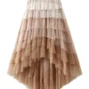 Irregular Mesh Gradient Color Pleated Skirts