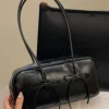 PU Leather Bow Trim Shoulder Bag