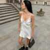 Lace design slim fit dress camisole