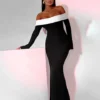Dual Tone Elegance Bodycon Dress