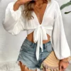 Serene Tie-Front Cropped Top