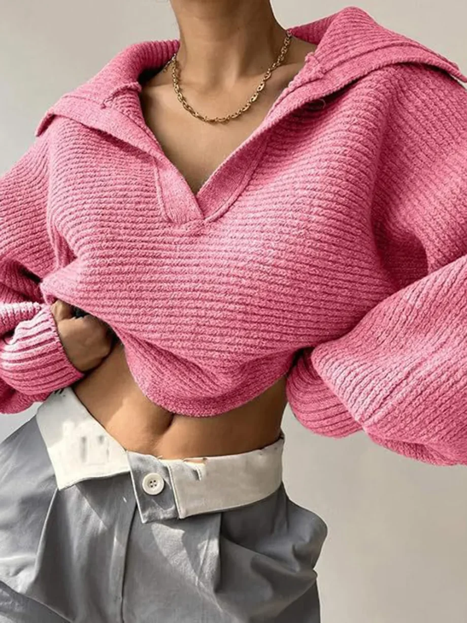 Crisp Collar Knit Sweater