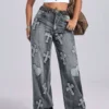 Cross Wide Leg Jeans with Pockets