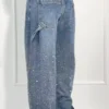 LuxeWashed Rhinestone Wide-Legs