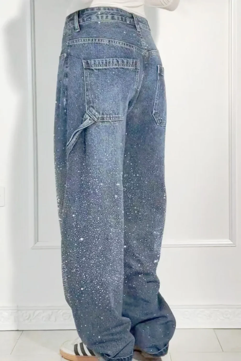 LuxeWashed Rhinestone Wide-Legs