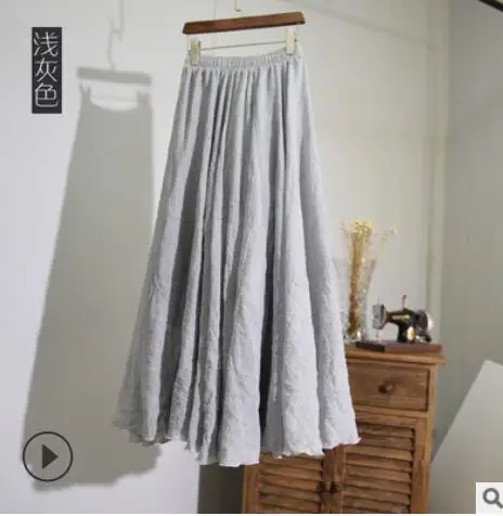 Cotton Linen Maxi Skirt
