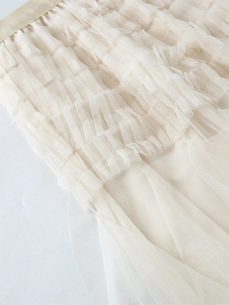 Gauze Spliced A-line Skirt