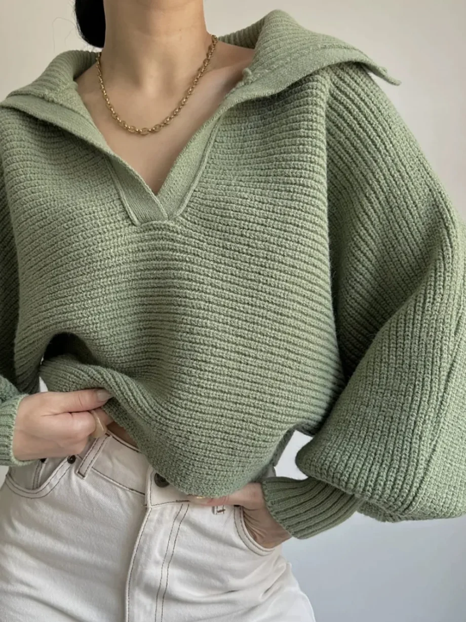 Crisp Collar Knit Sweater