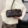 PU Leather Bow Trim Shoulder Bag