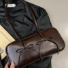 PU Leather Bow Trim Shoulder Bag