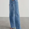Raw Hem Wide Leg Jeans