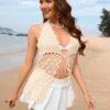 Knitted hollowed out tied top