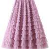 Mesh Ruffle Skirts Women's Temperament Elastic Waist Multi Layers Solid Color Party Cake Sweet Skirt