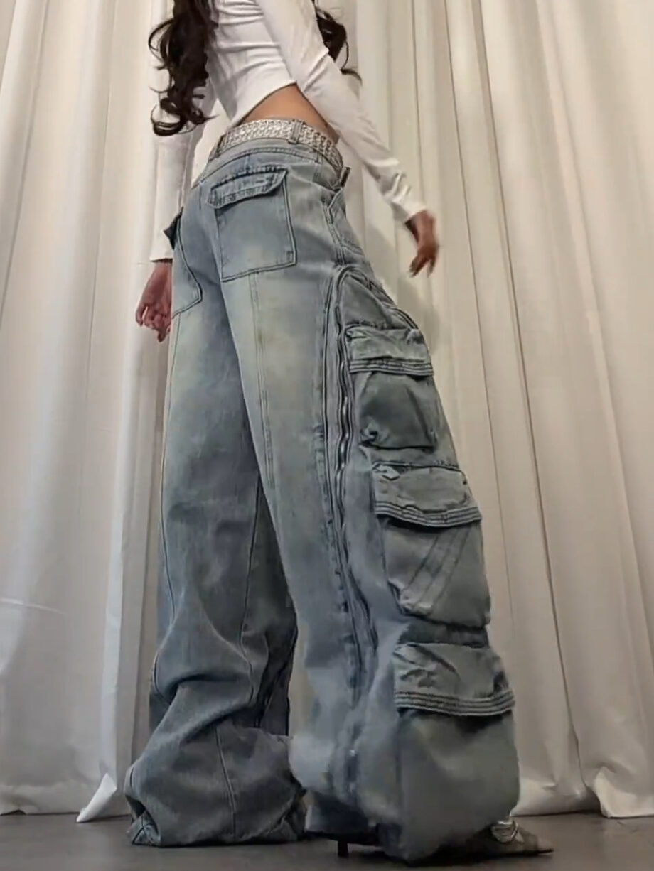 Washed multi pocket Jeans