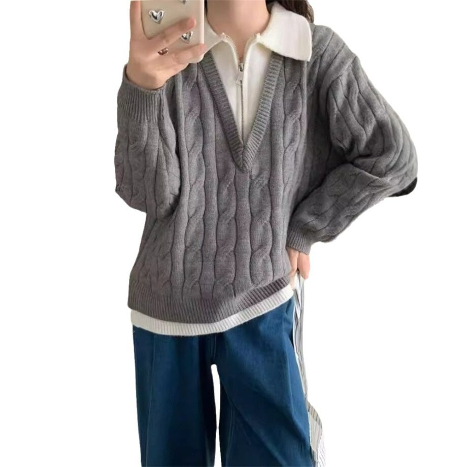 Lazy Twist Faux Two-Piece Sweater