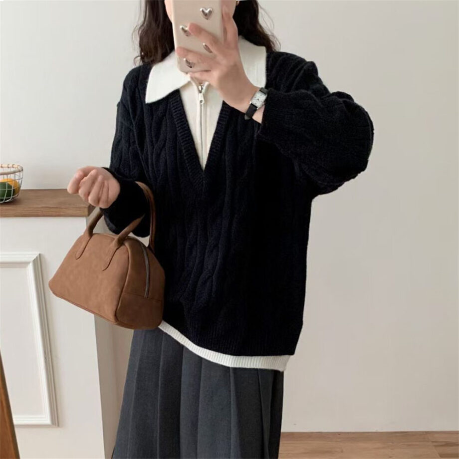 Lazy Twist Faux Two-Piece Sweater