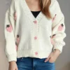 Strawberry knitted sweater cardigan jacket