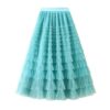 Mesh Ruffle Skirts Women's Temperament Elastic Waist Multi Layers Solid Color Party Cake Sweet Skirt