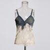 Lace patchwork camisole top+ denim shorts