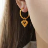 Heart Shape Lapis Lazuli Dangle Earrings