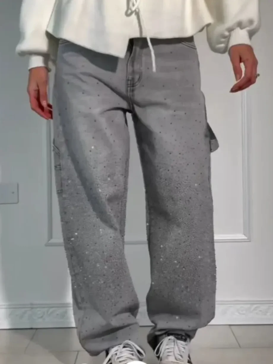 LuxeWashed Rhinestone Wide-Legs