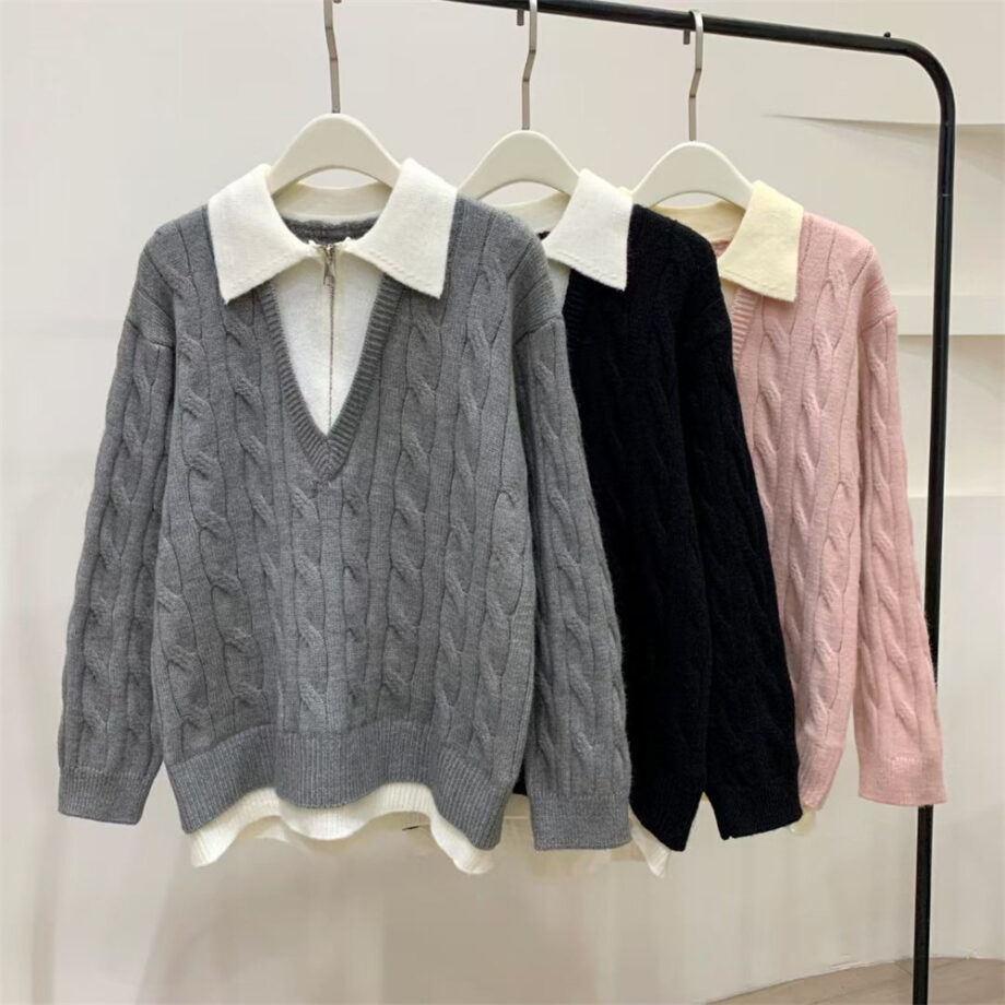 Lazy Twist Faux Two-Piece Sweater