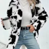 Cow Print Fuzzy Jacket