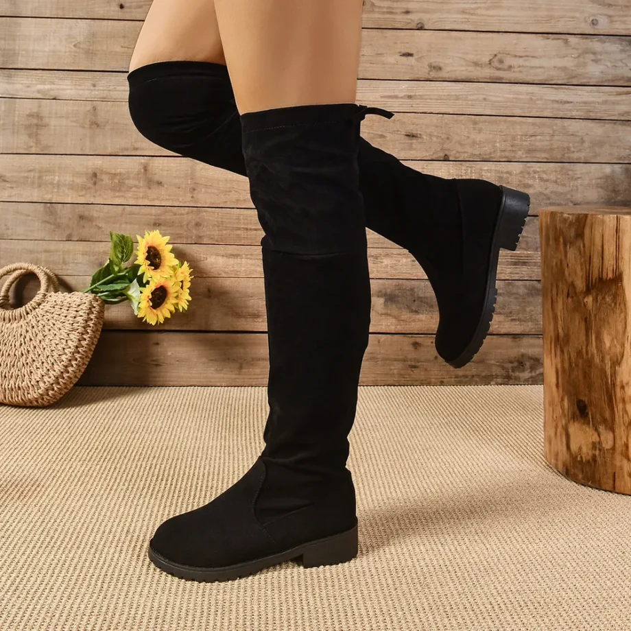 Low Heel Suede Boots