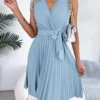 Graceful Tie Pleated Dress