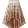 Irregular Mesh Gradient Color Pleated Skirts