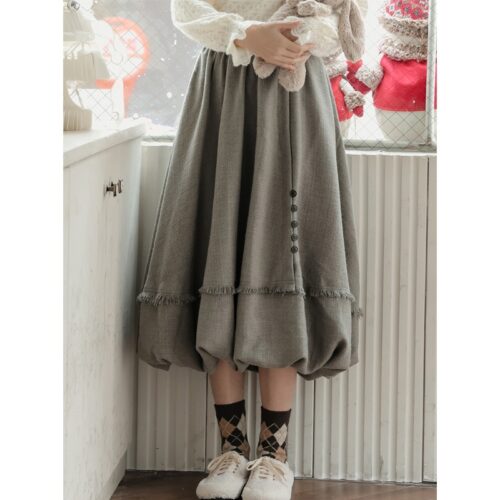Patchwork Button Skirt