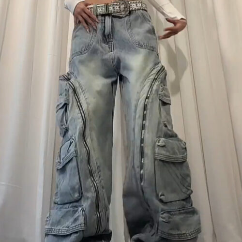 Washed multi pocket Jeans