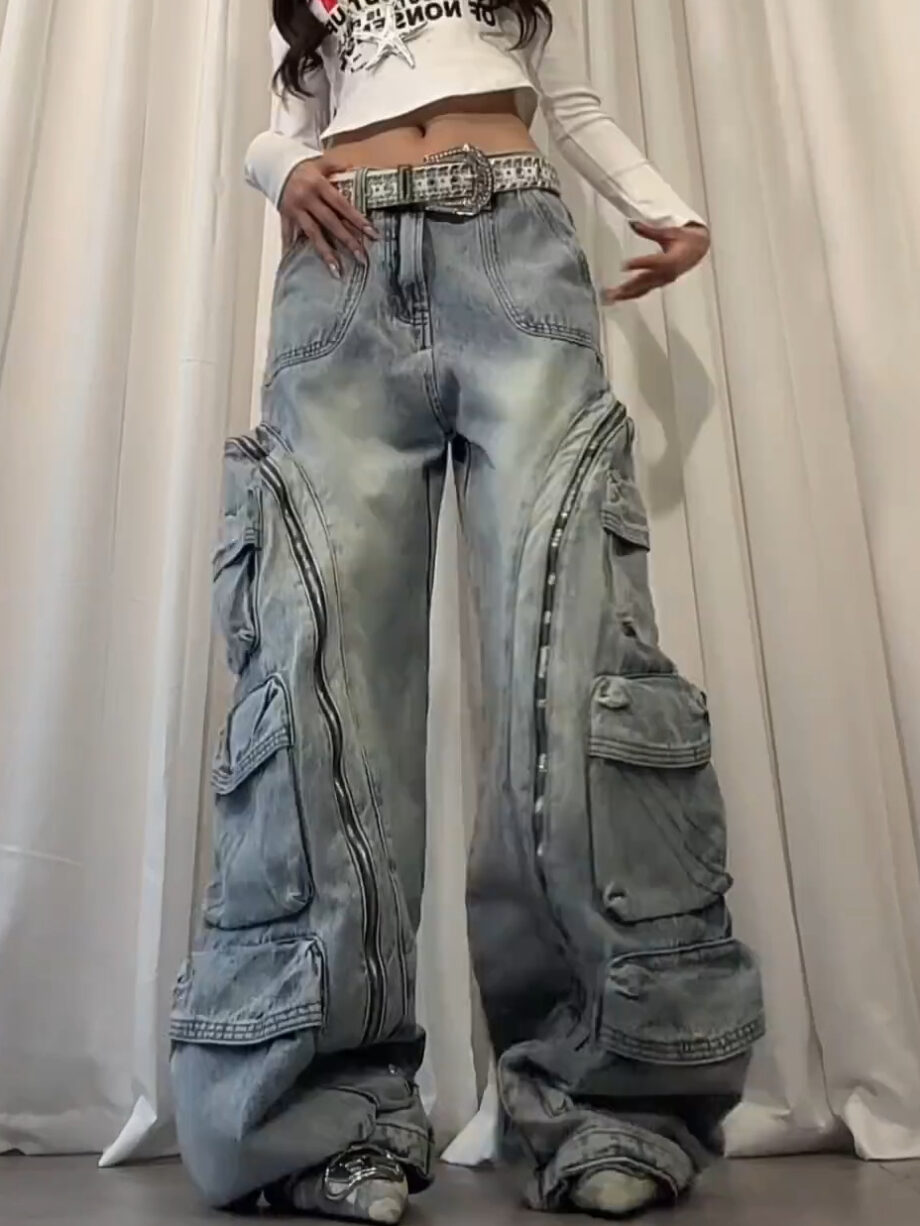 Washed multi pocket Jeans