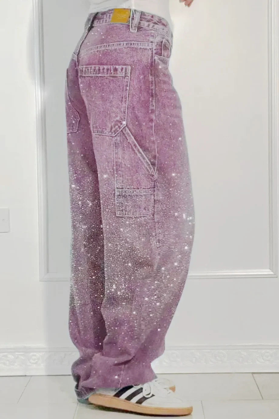 LuxeWashed Rhinestone Wide-Legs