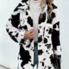 Cow Print Fuzzy Jacket