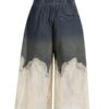 Lace patchwork camisole top+ denim shorts