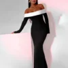 Dual Tone Elegance Bodycon Dress