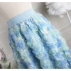 Blue Rose Flowers Tulle Skirt