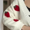 Strawberry knitted sweater cardigan jacket