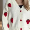 Strawberry knitted sweater cardigan jacket