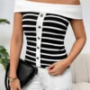 Sailor Stripe Off-Shoulder Top