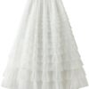 Mesh Ruffle Skirts Women's Temperament Elastic Waist Multi Layers Solid Color Party Cake Sweet Skirt