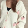 Strawberry knitted sweater cardigan jacket