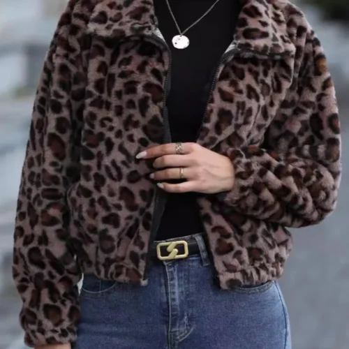 Leopard Zip Up Jacket
