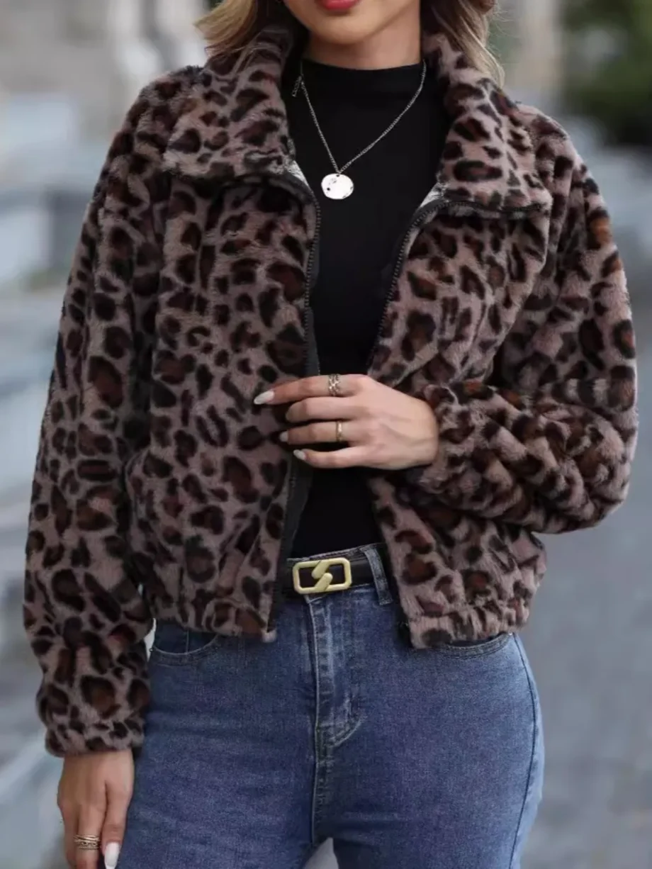 Leopard Zip Up Jacket