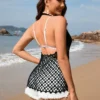 Knitted hollowed out tied top