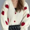 Strawberry knitted sweater cardigan jacket