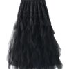 Gauze Spliced A-line Skirt