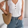 V-Neck Knit Sleeveless Vest
