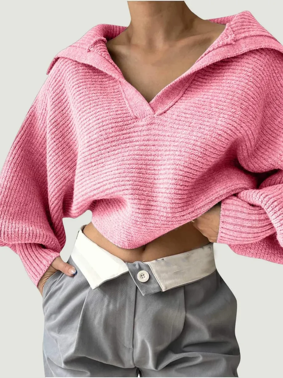 Crisp Collar Knit Sweater